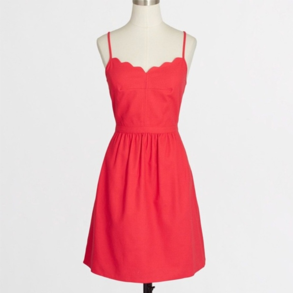 J crew scalloped cami dress California poppy